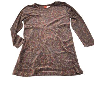 Liz Claiborne Liz & Co Petite Women's Paisley‎ Dress Tunic L Long Sleeve velour